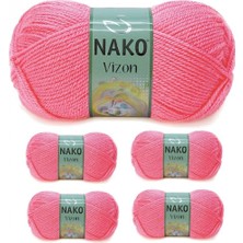 Pileli Store 5 Adet Vizon Premium Akrilik El Örgü Ipi Yünü Renk NO:236 Gül Pembe
