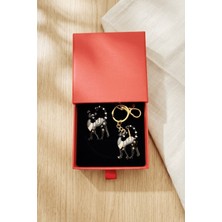 BB Bi Butik Shop Zarif Kedi Figürlü Mine Işçiliği Broş ve Anahtarlık Premium Hediye Seti