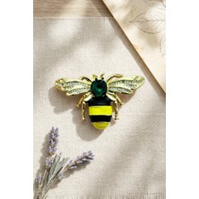 BB Bi Butik Shop Işıltılı Kanatlı Zümrüt Yeşili Arı Broş