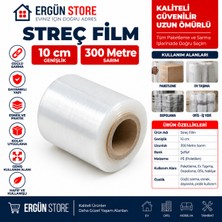 Ergün Store 10 cm 300 Metre Streç Film Ambalaj Yüksek Esneklik 17 Micron Kopmaz 1 Adet