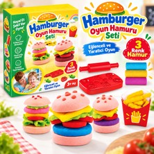 Toha Hamburger Oyun Hamuru Seti 150 gr 🍔 3 Renk Hamur 3 Parça Eğitici Yaratıcı Çocuk Oyun Seti 3+ Yaş