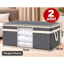 Esmana Living 2 Adet Tela Gri Pencereli Mega Boy Yorgan Hurcu 75X40X40