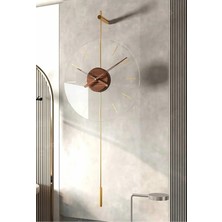 Sevinç Konsept Primera Gold Time Ceviz Göbek, Modern Metal ve Nano Kırılmaz Göbek Tasarım Duvar Saati