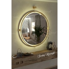 Sevinç Konsept La Iskandinav Gold Ayna Kablosuz Led'li 50*60 Cm, 60*70 Cm, 75*85 cm Metal Dekoratif Duvar Makyaj Dresuar Aynası