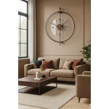 Sevinç Konsept Siyah Rosa Ceviz Rakamlı – Çift Çemberli (Büyük Boy 50 * 65 Cm) Lüks Dekoratif Metal Duvar Saati