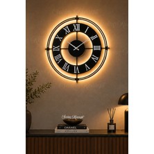 Sevinç Konsept LED Işıklı Siyah Asya Iskandinav (Büyük Boy 50 x 50 Cm) Modern Dekoratif Metal Duvar Saati