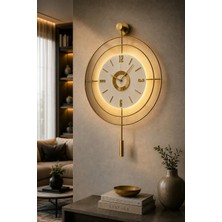 Sevinç Konsept Led'li Gold Hedef Kristal Nano Abs (Büyük Boy 50 x 75 Cm), Modern Dekoratif Metal Duvar Saati