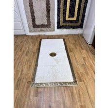 Modern Gold Varaklı Ekru Peluş Halı