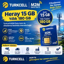 Turkcell 1 Yıllık 180GB Her Ay 15GB M2M Data Sim Kartı