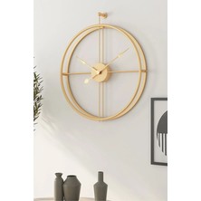 Sevinç Konsept Gold La Clock (Büyük Boy 51 x 60 Cm), Modern Dekoratif Metal Duvar Saati