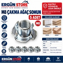 Ergün Store Çakma Somun (Ağaç) 5 Adet Dayanıklı Çinko Malzeme ile Kolay Kullanım