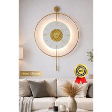 Sevinç Konsept Led'li Gold Lotus Tiktok Kristal (Büyük Boy 50 x 75 Cm), Modern Dekoratif Sarkaçlı Metal Duvar Saati