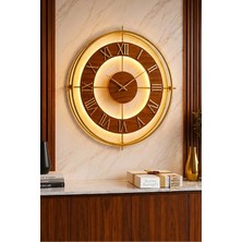Sevinç Konsept LED Işıklı Gold Asya Iskandinav (Büyük Boy 50 x 50 Cm) Modern Dekoratif Metal Duvar Saati