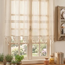 Destiva Home Buldan Işi Monika Dantelli Otantik Pamuklu Dekoratif Salon Mutfak Yatak Odası Perdesi