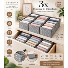 Esmana Living 3 Adet Çekmece Içi Düzenleyici Organizer-Bölmeli Kumaş Kıyafet Düzenleyici 16X43X14CM