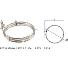 Universal Fırın Rezistans Turbo 3200W 220V ÇAP:24CM 3 Katlı (R2050)