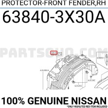 TŞT Nissan Navara Ön Çamurluk Davlumbazı Sağ 2005  (Oem No:  638403X30A)