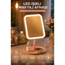 Syn Aksesuar 3 Modlu LED Işıklı Masaüstü Makyaj Aynası – Dokunmatik Ayarlanabilir Aydınlatmalı Bakım Aynası
