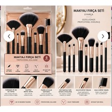 Lunare 8’li Profesyonel Makyaj Fırça Seti –rose Gold Yelpaze, Pudra, Allık, Far, Kapatıcı, Kaş ve Kirpik Fırçası Siyah