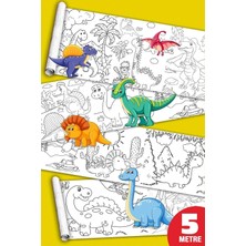 Sinaticaret Dinazorlar Devri Boyama Kağıdı Rulosu, 5 Metre x 45 Cm, Sevimli Dinazorlar Temalı, Çocuklar Için Eğitici ve Eğlenceli Aktivite