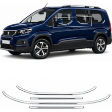 Otokap Universal Peugeot Rifter 2019 ve Üzeri Uyumlu Paslanmaz Krom Cam Çitası 4 Parça Cam Altı Çita Seti