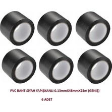 Universal Pvc Bant Siyah Yapışkanlı Geniş (0,13MMX48MMX25M) 6ADET