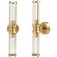 Tel Lighting 2 Adet Yıldız Aplik, Antik Bronz ve Yıldız Desenli Cam Duvar Lambası
