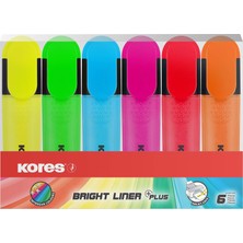 Kores TM36160 Fosforlu Kalem Seti, 6'lı Set, Parlak Kalem, Sarı/yeşil/turuncu/pembe/kırmızı/mavi