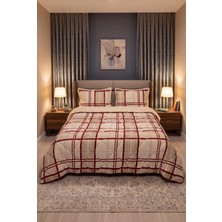 Comforter Çift Kişilik Yorgan Seti Bej-Kırmızı