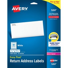 Avery Posta Adresi Etiketleri, Lazer Yazıcılar, 2.000 Etiket, 1/2x1-3/4, Kalıcı Yapıştırıcı, Kolay Soyma, 5 PAKET(5267)