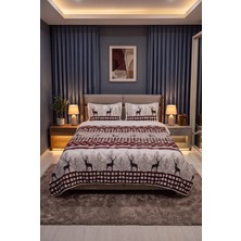 Comforter Çift Kişilik Yorgan Seti Geyikli Beyaz