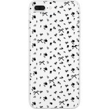 MONOFLEX iPhone 7 Plus/8 Plus Uyumlu Fiyonklar ve Çiçekler Desenli Şeffaf Telefon Kılıfı