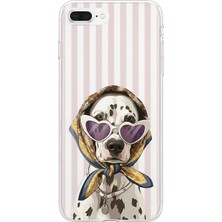 MONOFLEX iPhone 7 Plus/8 Plus Uyumlu Çizgili Gözlüklü Dalmaçyalı Desenli Şeffaf Telefon Kılıfı