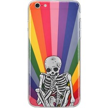 MONOFLEX iPhone 6 Plus/6s Plus Uyumlu Gökkuşağı Iskelet Desenli Şeffaf Telefon Kılıfı