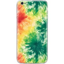 MONOFLEX iPhone 6/6s Uyumlu Yeşil Turuncu Batik Desenli Şeffaf Telefon Kılıfı
