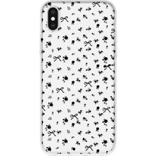 MONOFLEX iPhone X/xs Uyumlu Fiyonklar ve Çiçekler Desenli Şeffaf Telefon Kılıfı