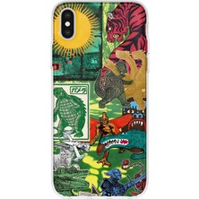MONOFLEX iPhone X/xs Uyumlu Kolaj Desenli Şeffaf Telefon Kılıfı