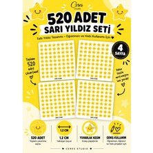 Öğretmenler Için Yıldız Etiketi Star Sticker 4 Sayfa 520 Adet 1,2cm Ebat