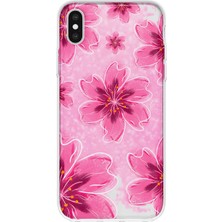 MONOFLEX iPhone X/xs Uyumlu Sakura Kiraz Çiçeği Desenli Şeffaf Telefon Kılıfı