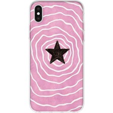 MONOFLEX iPhone X/xs Uyumlu Spiral Siyah Yıldız Desenli Şeffaf Telefon Kılıfı