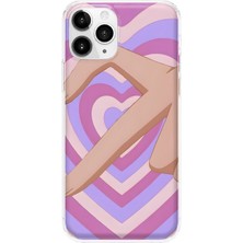 MONOFLEX iPhone 11 Pro Max Uyumlu Kalp Desenli Şeffaf Telefon Kılıfı
