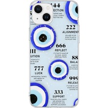 MONOFLEX iPhone 14 Uyumlu Nazar Melek Sayıları Desenli Şeffaf Telefon Kılıfı