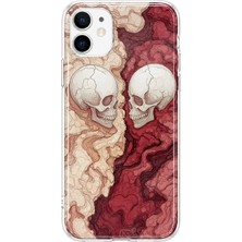 MONOFLEX iPhone 12/12 Pro Uyumlu Kolaj Desenli Şeffaf Telefon Kılıfı