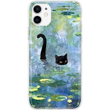 MONOFLEX iPhone 12 Mini Uyumlu Kedi Desenli Şeffaf Telefon Kılıfı