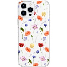 MONOFLEX iPhone 13 Pro Max Uyumlu Kır Çiçekleri Desenli Şeffaf Telefon Kılıfı