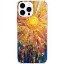 MONOFLEX iPhone 13 Pro Max Uyumlu Yağlı Boya Parlak Güneş Desenli Şeffaf Telefon Kılıfı