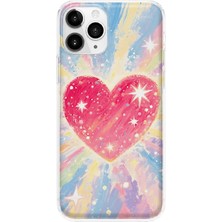 MONOFLEX iPhone 11 Pro Uyumlu Kalp Desenli Şeffaf Telefon Kılıfı