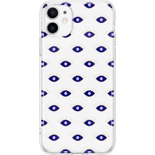 MONOFLEX iPhone 12/12 Pro Uyumlu Nazar Gözler Desenli Şeffaf Telefon Kılıfı
