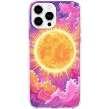 MONOFLEX iPhone 14 Pro Max Uyumlu Galaksi Güneş Desenli Şeffaf Telefon Kılıfı