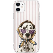 MONOFLEX iPhone 12/12 Pro Uyumlu Çizgili Gözlüklü Dalmaçyalı Desenli Şeffaf Telefon Kılıfı